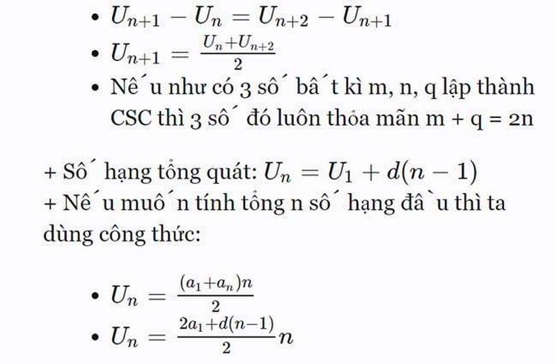 Công thức cấp số cộng