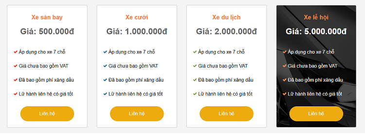  Bảng giá thuê xe 7 chỗ dành cho gia đình 1 ngày